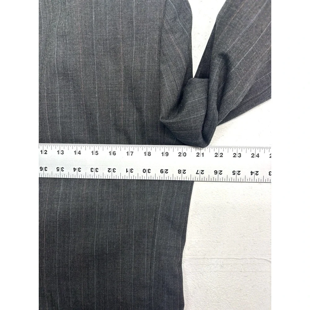 vtg 90s Charcoal Stripe 40R 34x30 2pc Pant Suit Pleated High Waisted Wool Mens